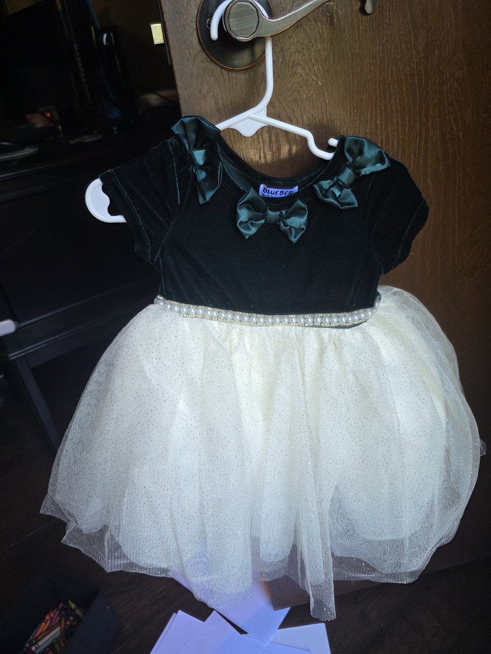 Blueberi Boulevard Green Dress With White Tulle Size 12 Months
